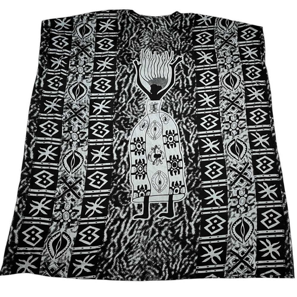 African Queen Black & Gray Kaftan Maxi Dress Overdress Cover Up - Picture 5 of 11